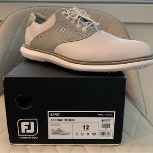 FootJoy Traditions Men's Golf Shoes - White and Gray- Size 12